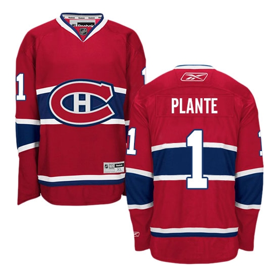 Jacques Plante Montreal Canadiens Premier Home Reebok Jersey - Red