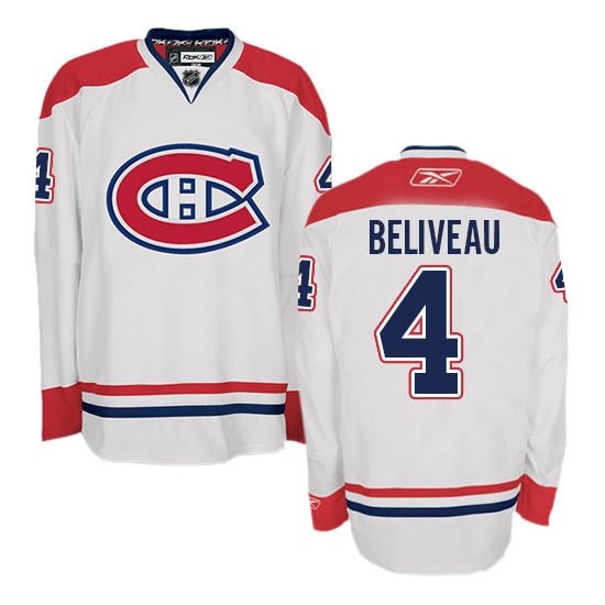 Jean Beliveau Montreal Canadiens Authentic Away Reebok Jersey - White