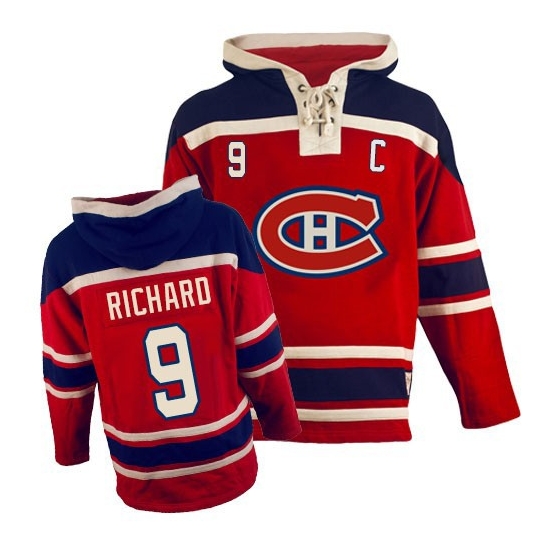 Maurice Richard Montreal Canadiens Old Time Hockey Authentic Sawyer Hooded Sweatshirt Jersey - Red