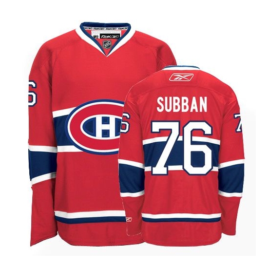 P.K Subban Montreal Canadiens Youth Authentic Home Reebok Jersey - Red