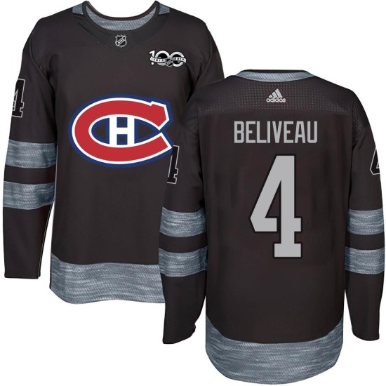 Jean Beliveau Montreal Canadiens Authentic 1917-2017 100th Anniversary Jersey - Black