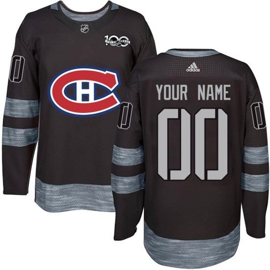 Custom Montreal Canadiens Authentic Custom 1917-2017 100th Anniversary Jersey - Black