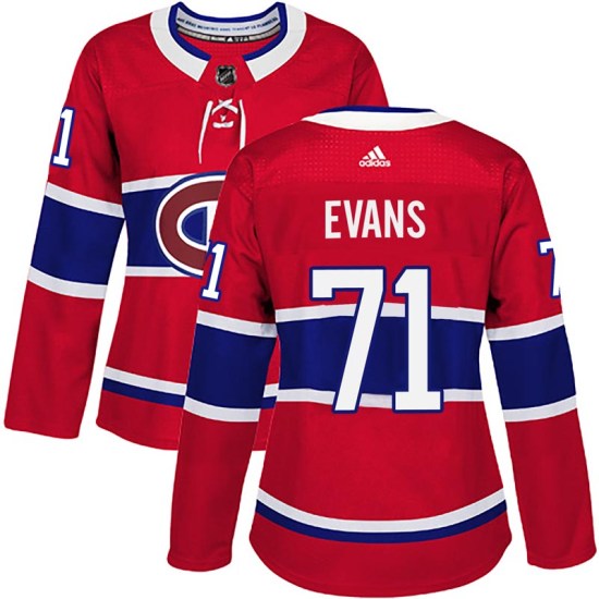 Jake Evans Montreal Canadiens Women's Authentic Home Adidas Jersey - Red