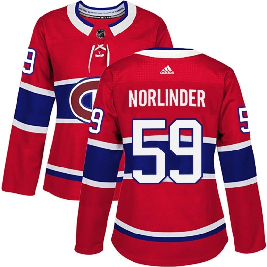 Mattias Norlinder Montreal Canadiens Women's Authentic Home Adidas Jersey - Red