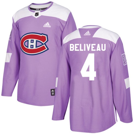 Jean Beliveau Montreal Canadiens Youth Authentic Fights Cancer Practice Adidas Jersey - Purple