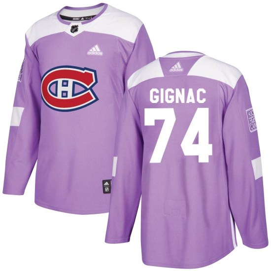 Brandon Gignac Montreal Canadiens Youth Authentic Fights Cancer Practice Adidas Jersey - Purple