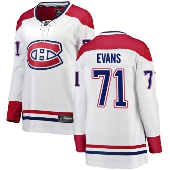 Jake Evans Montreal Canadiens Women's Breakaway Away Fanatics Branded Jersey - White