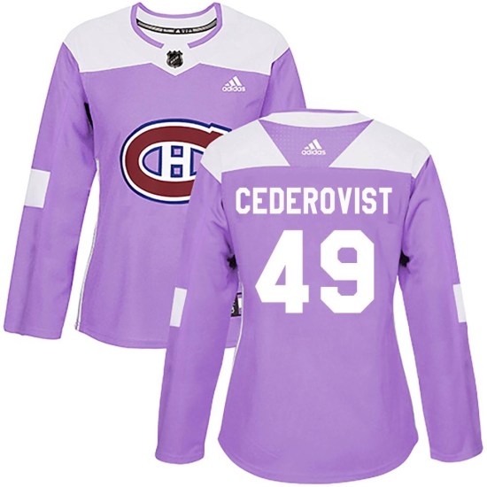 Filip Cederqvist Montreal Canadiens Women's Authentic Fights Cancer Practice Adidas Jersey - Purple