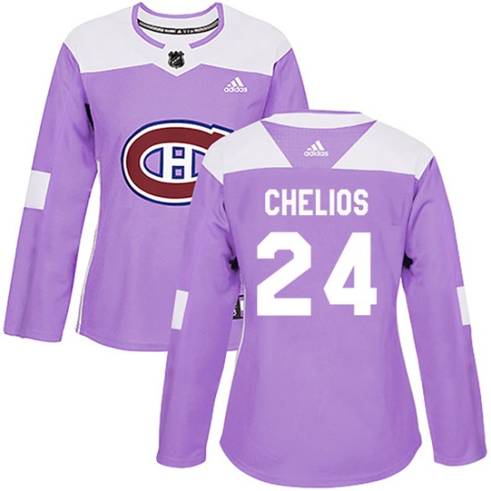 Chris Chelios Montreal Canadiens Women's Authentic Fights Cancer Practice Adidas Jersey - Purple