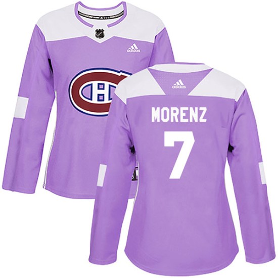 Howie Morenz Montreal Canadiens Women's Authentic Fights Cancer Practice Adidas Jersey - Purple