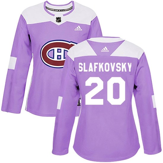 Juraj Slafkovsky Montreal Canadiens Women's Authentic Fights Cancer Practice Adidas Jersey - Purple