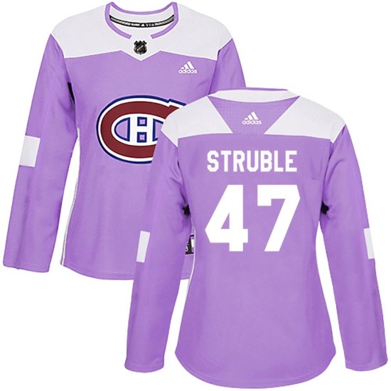 Jayden Struble Montreal Canadiens Women's Authentic Fights Cancer Practice Adidas Jersey - Purple