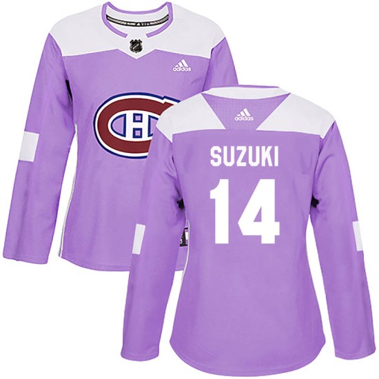 Nick Suzuki Montreal Canadiens Women's Authentic Fights Cancer Practice Adidas Jersey - Purple