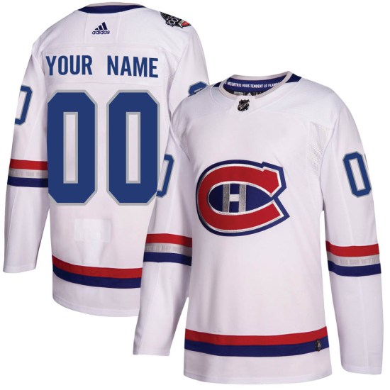 Custom Montreal Canadiens Authentic Custom 2017 100 Classic Adidas Jersey - White