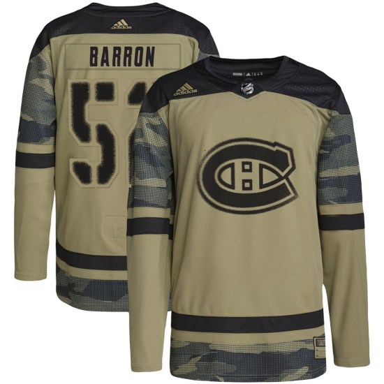 Justin Barron Montreal Canadiens Authentic Military Appreciation Practice Adidas Jersey - Camo