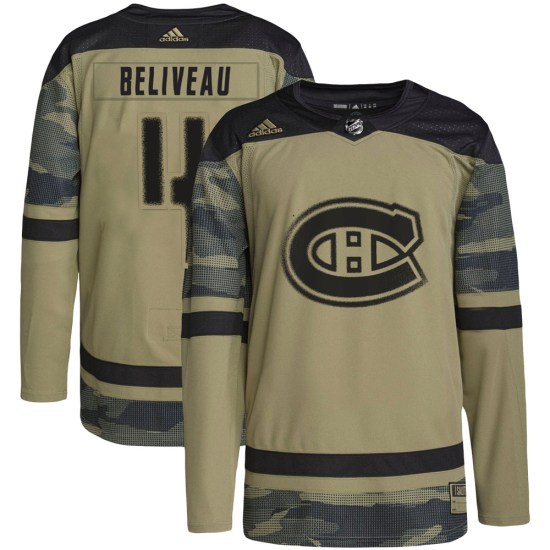 Jean Beliveau Montreal Canadiens Authentic Military Appreciation Practice Adidas Jersey - Camo