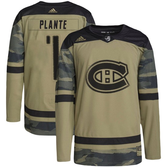 Jacques Plante Montreal Canadiens Authentic Military Appreciation Practice Adidas Jersey - Camo