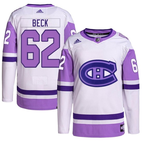 Owen Beck Montreal Canadiens Youth Authentic Hockey Fights Cancer Primegreen Adidas Jersey - White/Purple