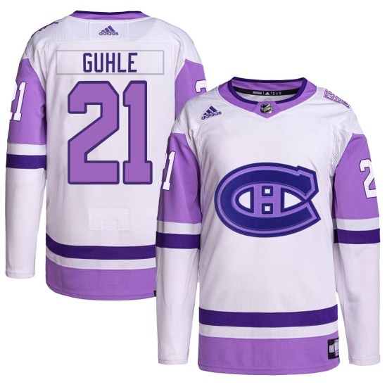 Kaiden Guhle Montreal Canadiens Youth Authentic Hockey Fights Cancer Primegreen Adidas Jersey - White/Purple