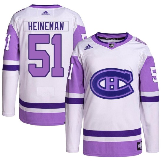 Emil Heineman Montreal Canadiens Youth Authentic Hockey Fights Cancer Primegreen Adidas Jersey - White/Purple