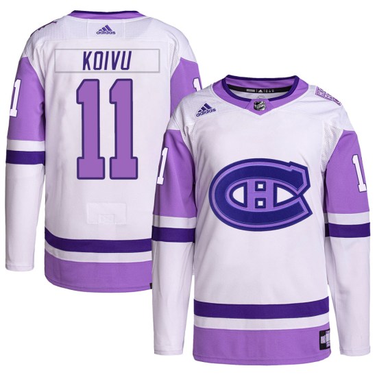 Saku Koivu Montreal Canadiens Youth Authentic Hockey Fights Cancer Primegreen Adidas Jersey - White/Purple