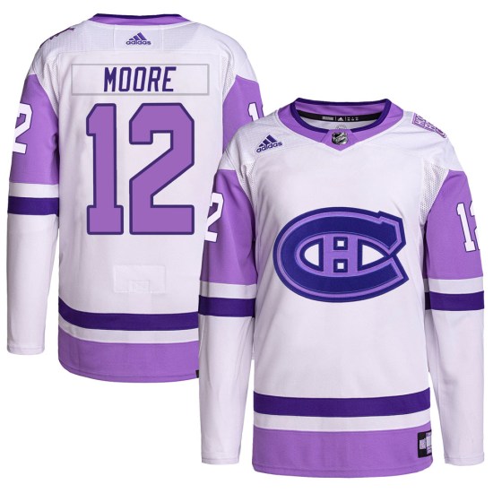 Dickie Moore Montreal Canadiens Youth Authentic Hockey Fights Cancer Primegreen Adidas Jersey - White/Purple