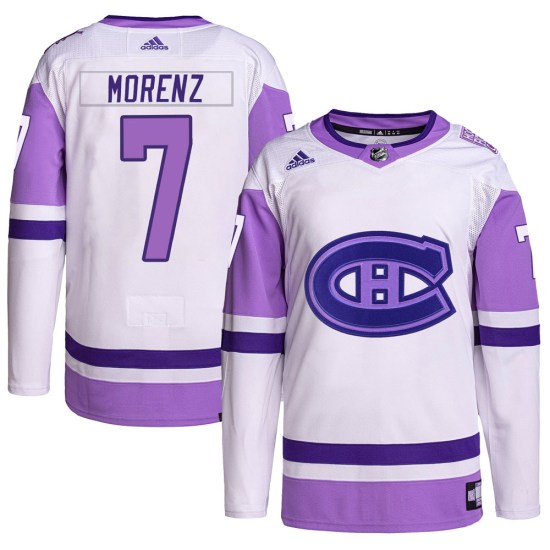 Howie Morenz Montreal Canadiens Youth Authentic Hockey Fights Cancer Primegreen Adidas Jersey - White/Purple
