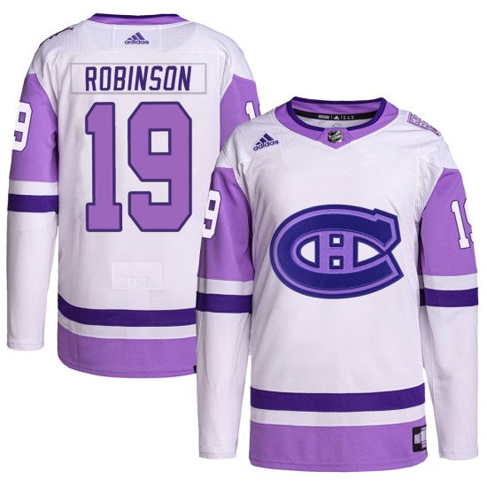 Larry Robinson Montreal Canadiens Youth Authentic Hockey Fights Cancer Primegreen Adidas Jersey - White/Purple