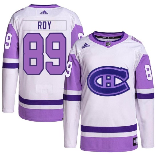 Joshua Roy Montreal Canadiens Youth Authentic Hockey Fights Cancer Primegreen Adidas Jersey - White/Purple