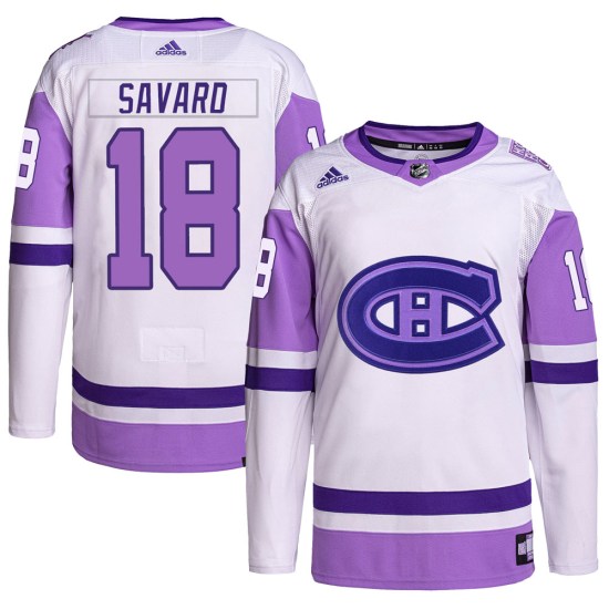 Serge Savard Montreal Canadiens Youth Authentic Hockey Fights Cancer Primegreen Adidas Jersey - White/Purple