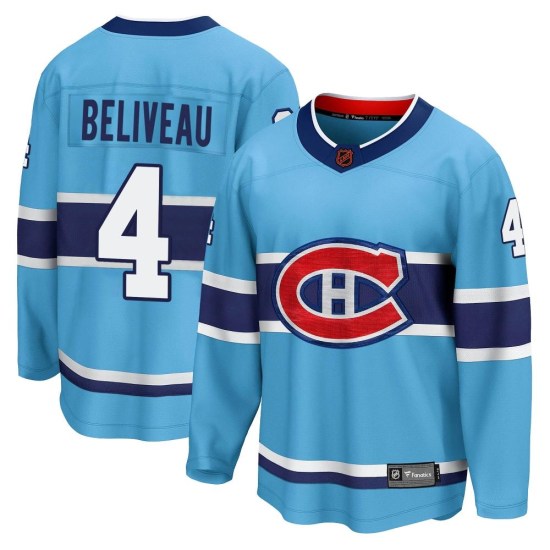 Jean Beliveau Montreal Canadiens Youth Breakaway Special Edition 2.0 Fanatics Branded Jersey - Light Blue