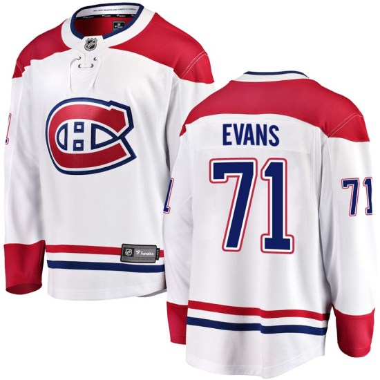 Jake Evans Montreal Canadiens Youth Breakaway Away Fanatics Branded Jersey - White
