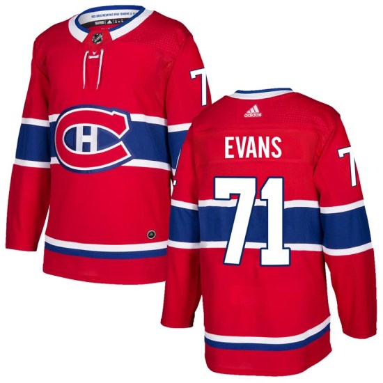 Jake Evans Montreal Canadiens Authentic Home Adidas Jersey - Red