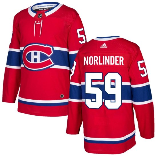 Mattias Norlinder Montreal Canadiens Authentic Home Adidas Jersey - Red