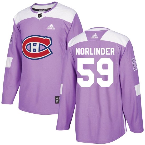 Mattias Norlinder Montreal Canadiens Authentic Fights Cancer Practice Adidas Jersey - Purple