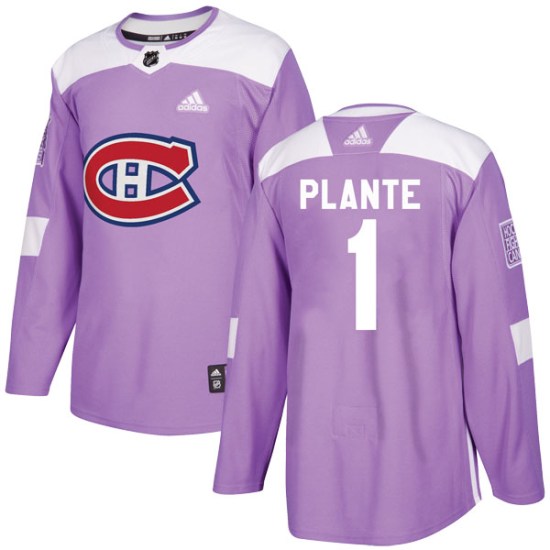 Jacques Plante Montreal Canadiens Authentic Fights Cancer Practice Adidas Jersey - Purple
