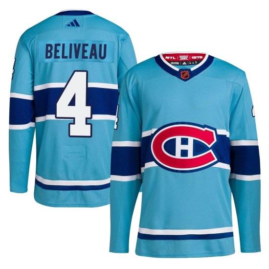 Jean Beliveau Montreal Canadiens Authentic Reverse Retro 2.0 Adidas Jersey - Light Blue