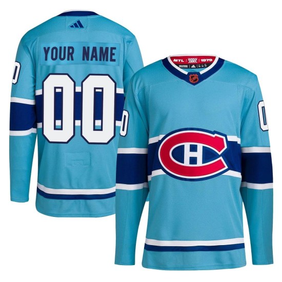 Custom Montreal Canadiens Authentic Custom Reverse Retro 2.0 Adidas Jersey - Light Blue