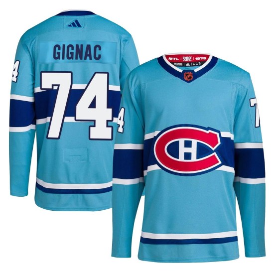 Brandon Gignac Montreal Canadiens Authentic Reverse Retro 2.0 Adidas Jersey - Light Blue