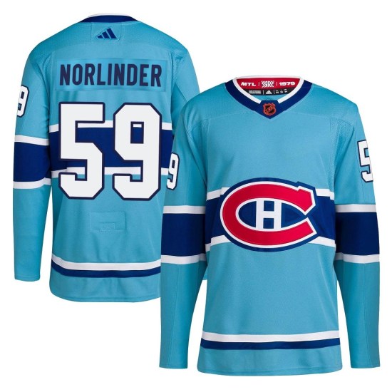 Mattias Norlinder Montreal Canadiens Authentic Reverse Retro 2.0 Adidas Jersey - Light Blue
