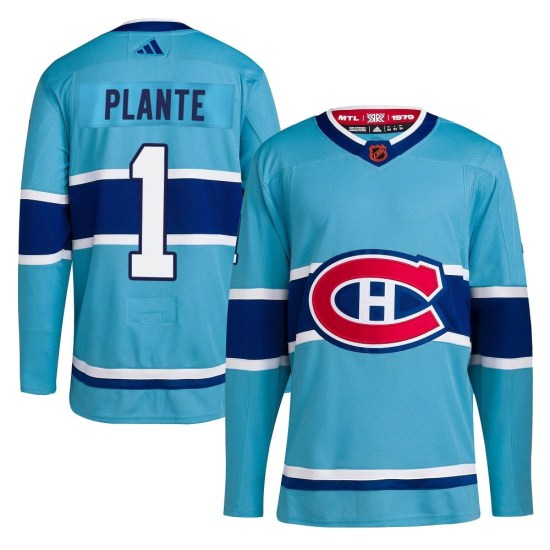 Jacques Plante Montreal Canadiens Authentic Reverse Retro 2.0 Adidas Jersey - Light Blue