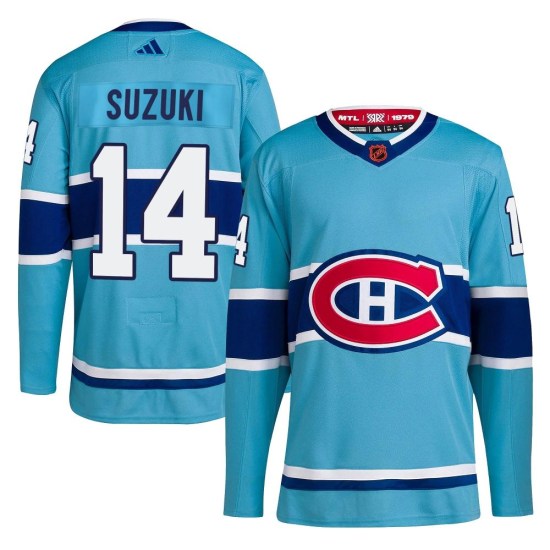 Nick Suzuki Montreal Canadiens Authentic Reverse Retro 2.0 Adidas Jersey - Light Blue