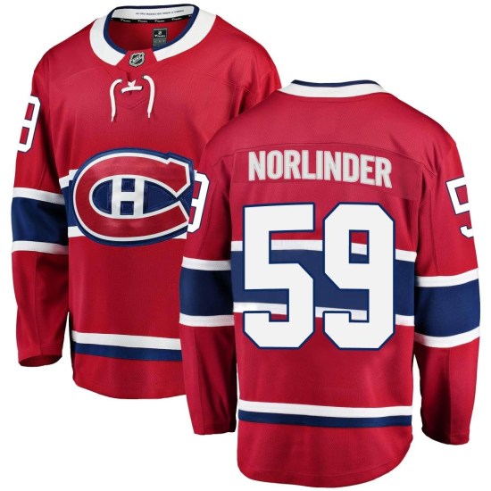 Mattias Norlinder Montreal Canadiens Youth Breakaway Home Fanatics Branded Jersey - Red