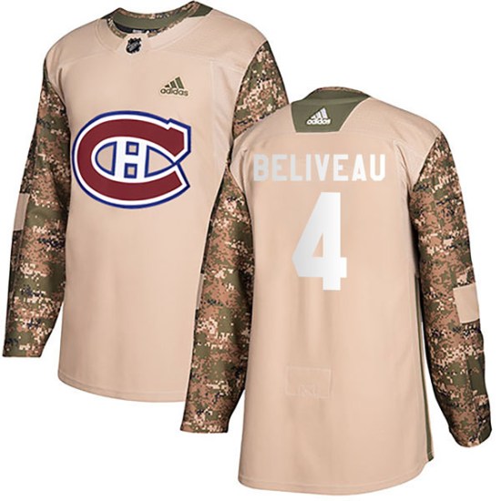 Jean Beliveau Montreal Canadiens Youth Authentic Veterans Day Practice Adidas Jersey - Camo