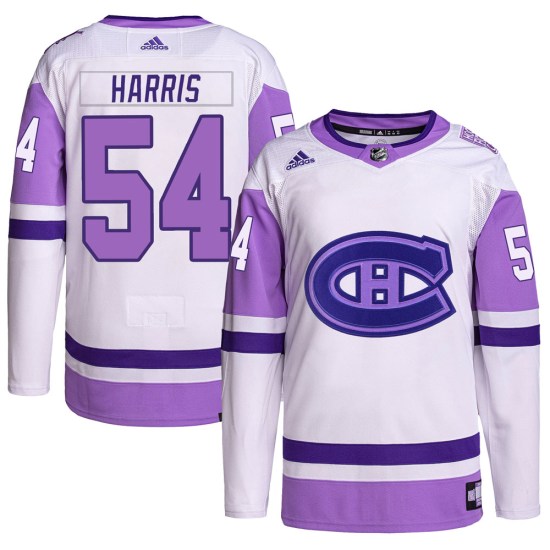 Jordan Harris Montreal Canadiens Authentic Hockey Fights Cancer Primegreen Adidas Jersey - White/Purple