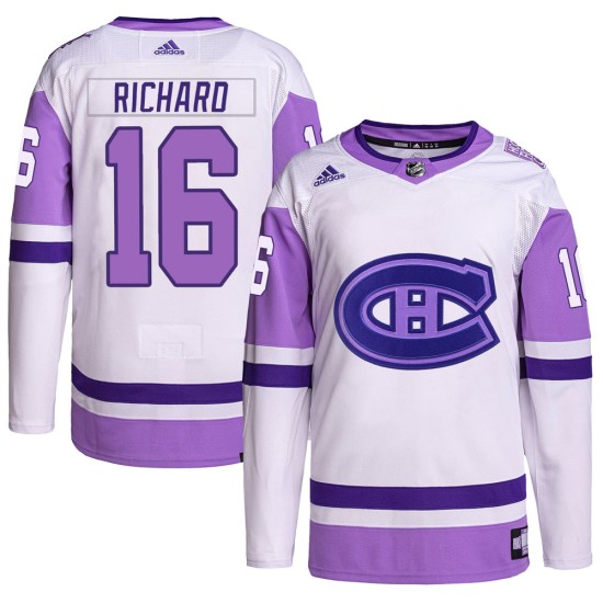 Henri Richard Montreal Canadiens Authentic Hockey Fights Cancer Primegreen Adidas Jersey - White/Purple