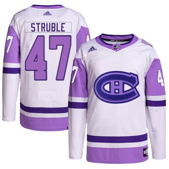 Jayden Struble Montreal Canadiens Authentic Hockey Fights Cancer Primegreen Adidas Jersey - White/Purple