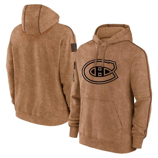 Montreal Canadiens Youth 2023 Salute to Service Club Pullover Hoodie - Brown