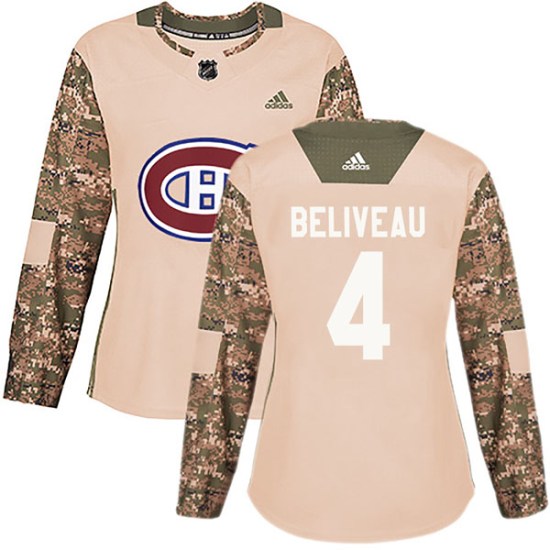 Jean Beliveau Montreal Canadiens Women's Authentic Veterans Day Practice Adidas Jersey - Camo